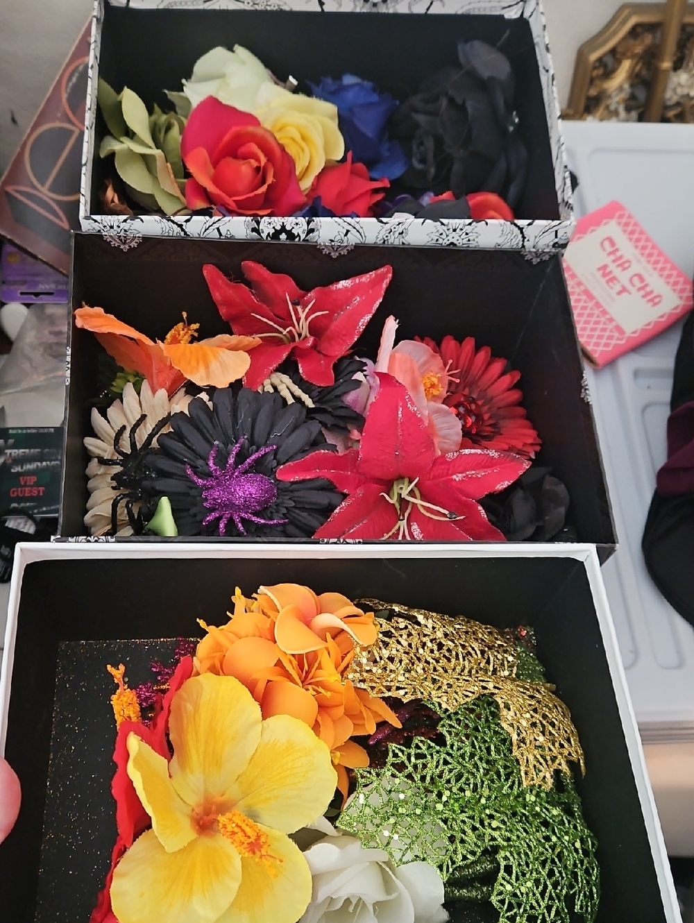 Assorted Decorative Hair Flowers - Bright Multi-Color